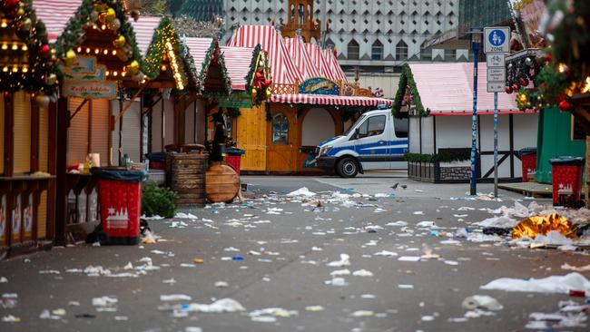 The empty Christmas market the day after the car ramming that killed five people, including a small child and injured over 200 people. Picture: Craig Stennett / Getty