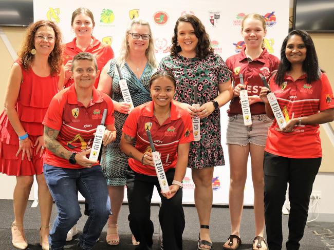 The Women's Team of the Year from the 2022 Darwin cricket season. Picture: Roz Lavercombe.