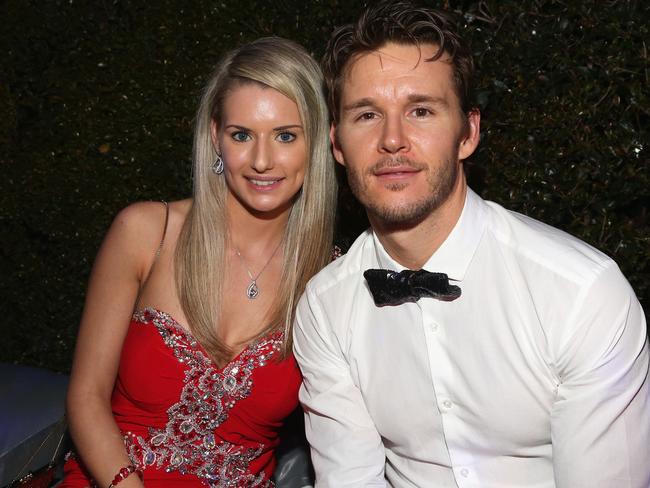 True Blood star, Aussie Actor Ryan Kwanten (R) and an unknown guest attend ROCA PATRON TEQUILA at the 23rd Annual Elton John AIDS Foundation Academy Awards Viewing Party. Picture: Getty