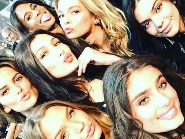 Models at the Grand Palais in Paris on November 28, 2016 ahead of the 2016 Victoria's Secret Fashion Show ... "But first let me take a selfie." Picture: Instagram