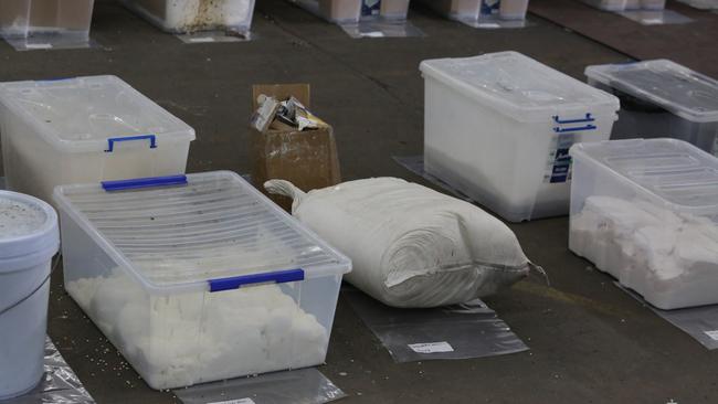 Some of the boxes of powder seized by police.