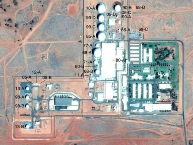 A Google Earth image reveals the extent of the antenna systems at Pine Gap. Picture: Nautilus