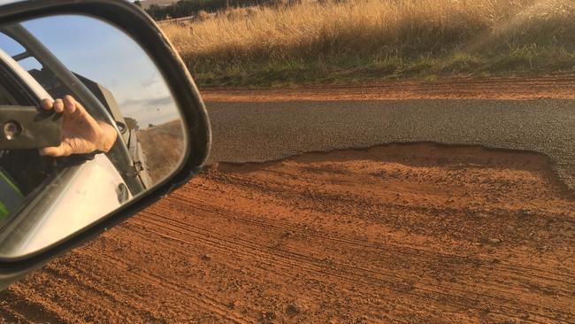 Wingeel Rd in Golden Plains Shire has been in a "troublesome" state for many years, but became worse after the October/November flood events. Picture: Supplied