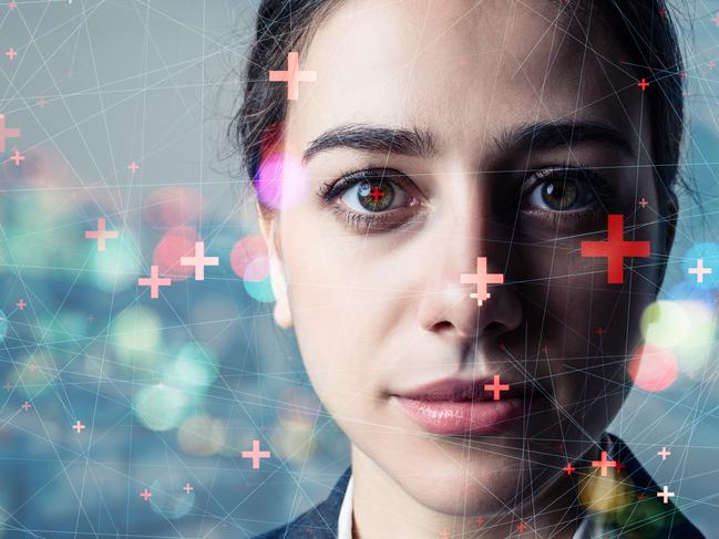 Authentication by facial recognition concept. Biometric. Security system. iStock