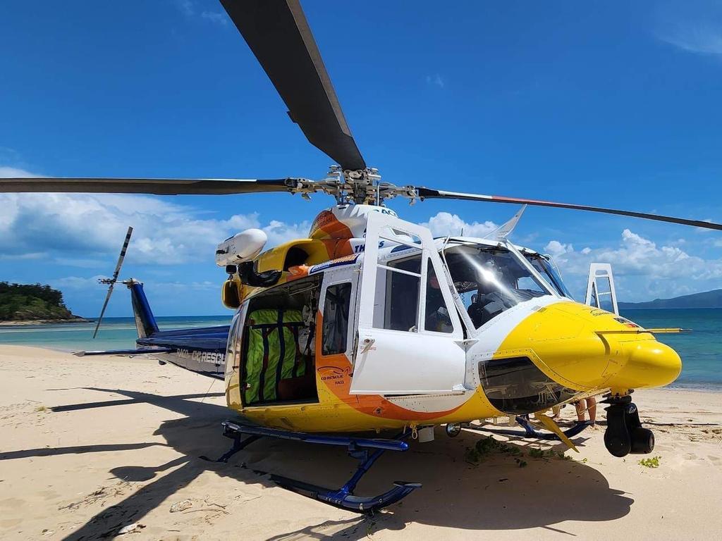 The RACQ CQ rescue helicopter was called to Hamilton Island after a man was transported there by boat requiring medical attention.