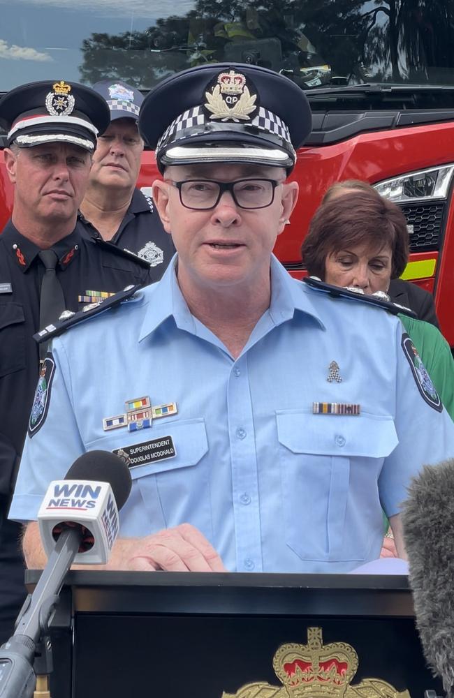 Darling Downs Superintendent Douglas McDonald during the road safety briefing at Kitchener St Fire Station on December 14, 2023. Photo: Jessica Klein