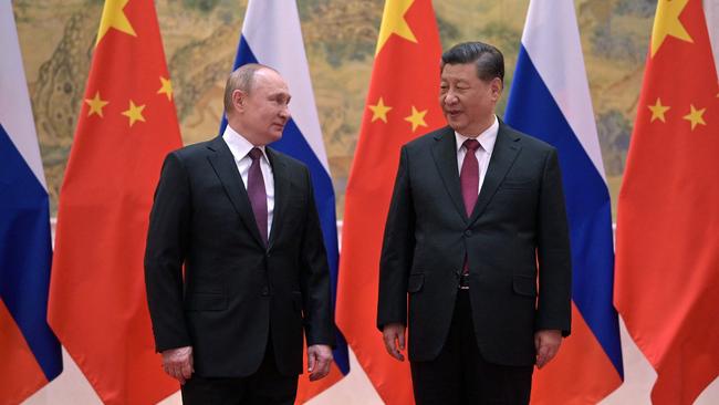 Russian President Vladimir Putin (L) and Chinese President Xi Jinping pose during their meeting this year. Beijing hasn’t condemned Russia’s war in Ukraine and has refrained from using the term ‘invasion’. Picture: AFP