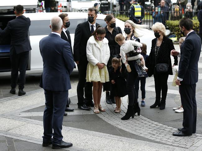 Patti, daughter Lauren and her husband Matt Welsh, and Bert’s grandchildren arrived in a stretch limo. Picture: Getty