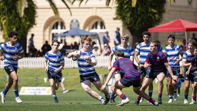 Billy Campbell takes the ball forward for Nudgee College. Picture credit: Brody Grogan Photography.