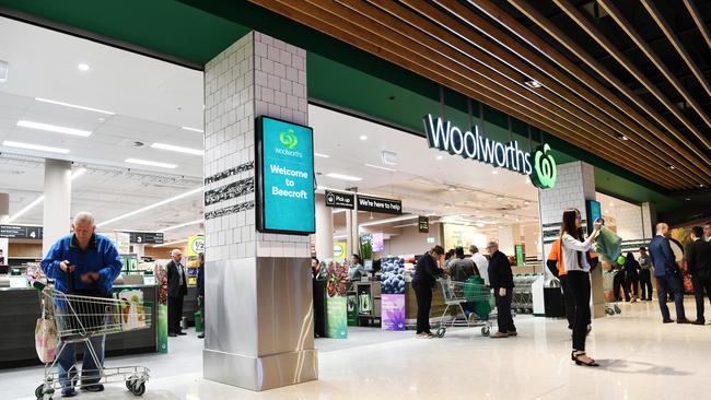 Emergency services were called to the Beecroft Woolworths at 7.15am after reports a driver had smashed his car through a wall in the carpark. (AAP/Keri Megelus)