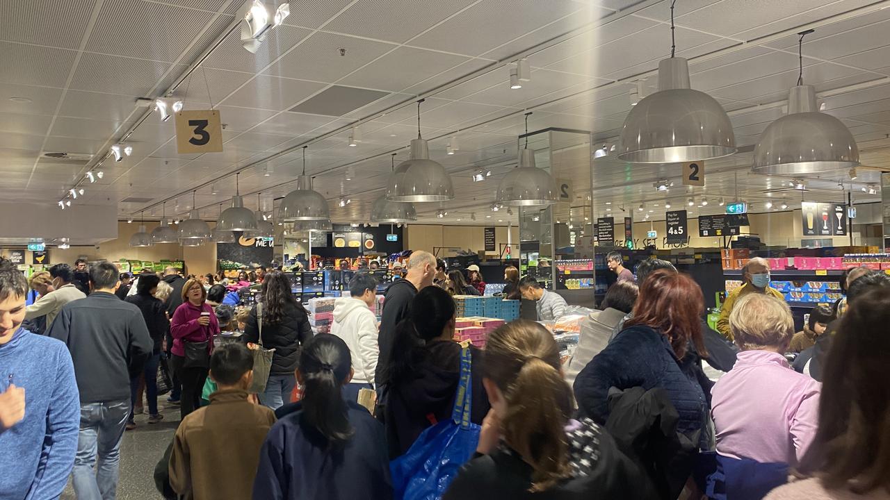 Swarms of shoppers descend on the snow gear at Chatswood Aldi. Picture: Vanessa Brown/news.com.au