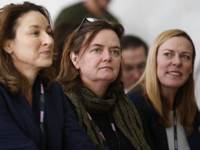 Magistrate Harriet Grahame (centre), coroner who is overseeing the festivals inquest, attended the pill testing demonstration held at the Splendour in the Grass today. Picture: AAP/Regi Varghese.