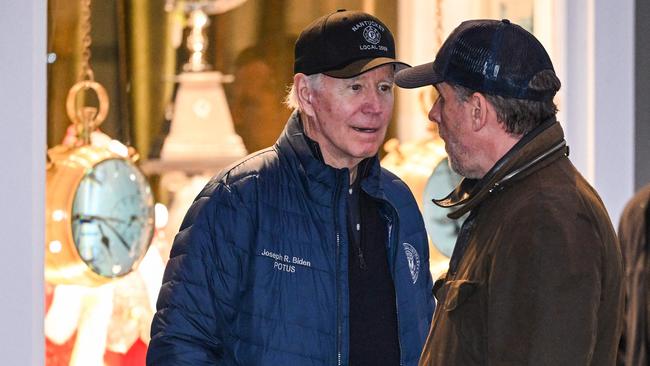 US President Joe Biden talks to his son, Hunter Biden, while shopping in Nantucket, Massachusetts. Picture: AFP