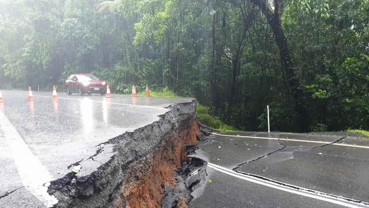 The Palmerston Highway has received extensive damage following heavy rain and flooding in the days after cyclone Jasper. Picture: TMR