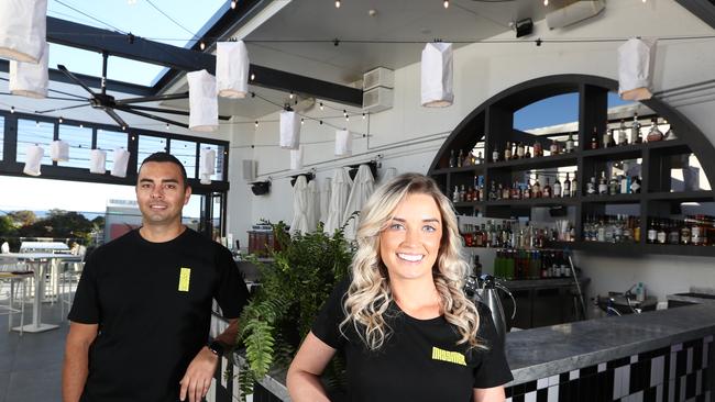 Miss Mee co-owners Ayman Muhor and Jenna Hamill at their Nobby Beach restaurant. Photograph: Jason O'Brien