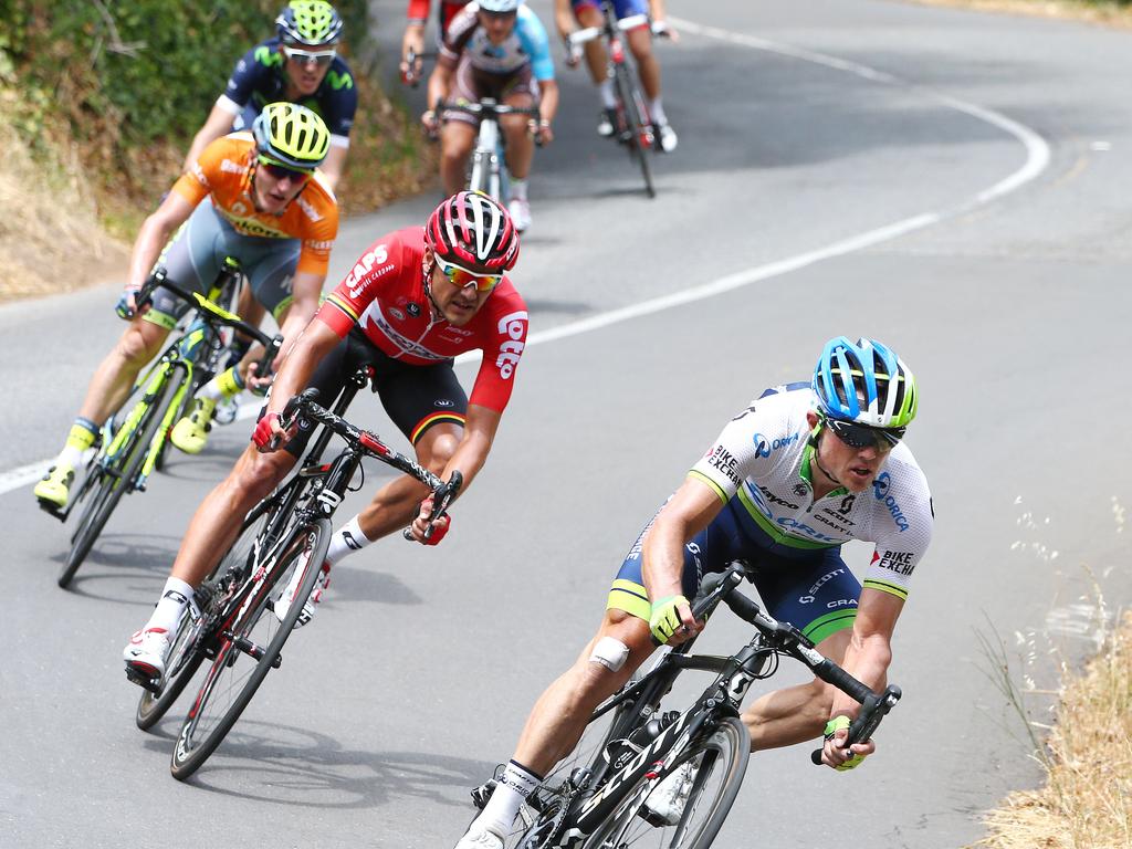 Simon Germans on the descent during the final kilometres of the stage. Photo: Sarah Reed.