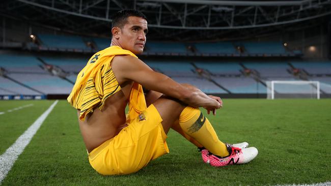 SYDNEY, AUSTRALIA - NOVEMBER 20: Tim Cahill of Australia poses for a portrait after playing his final match as a Socceroo following the International Friendly Match between the Australian Socceroos and Lebanon at ANZ Stadium on November 20, 2018 in Sydney, Australia. (Photo by Cameron Spencer/Getty Images)