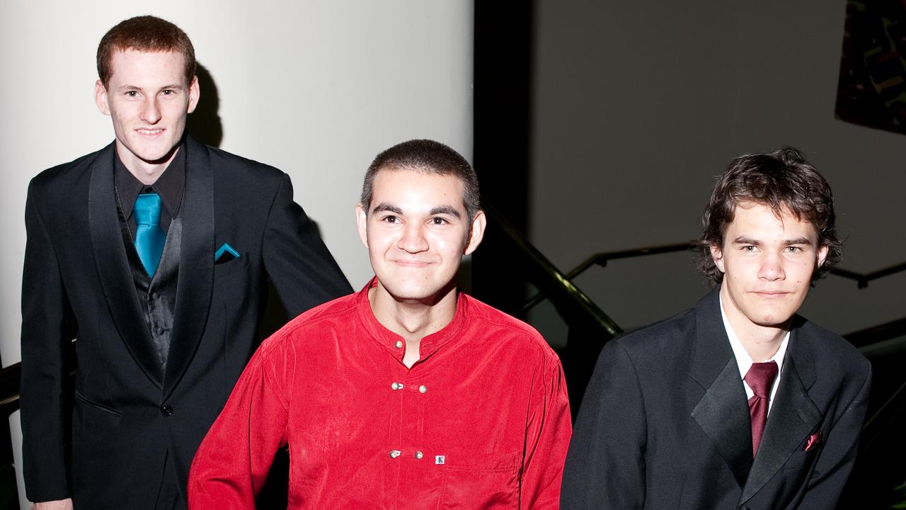 Amos Mengel, Dennis Collins-Sing &amp; Colin Williams are dressed to impress at the Taminmin High School formal at the Crown Hotel.