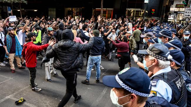 Protesters at the July 24 rally in Sydney. Picture: NCA NewsWire/Flavio Brancaleone