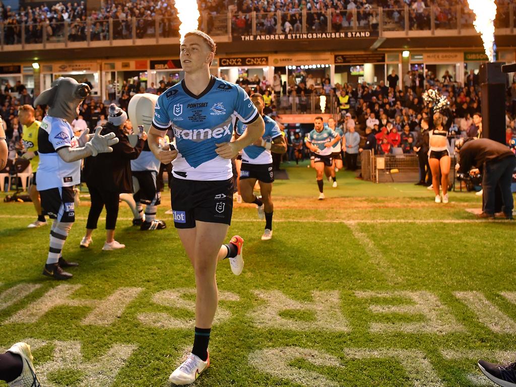 Kade Dykes made is NRL debut for Cronulla in round 21 of 2022. Picture: NRL Photos