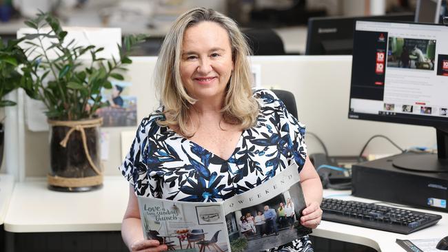 Columnist Frances Whiting at her desk. Picture: Tara Croser