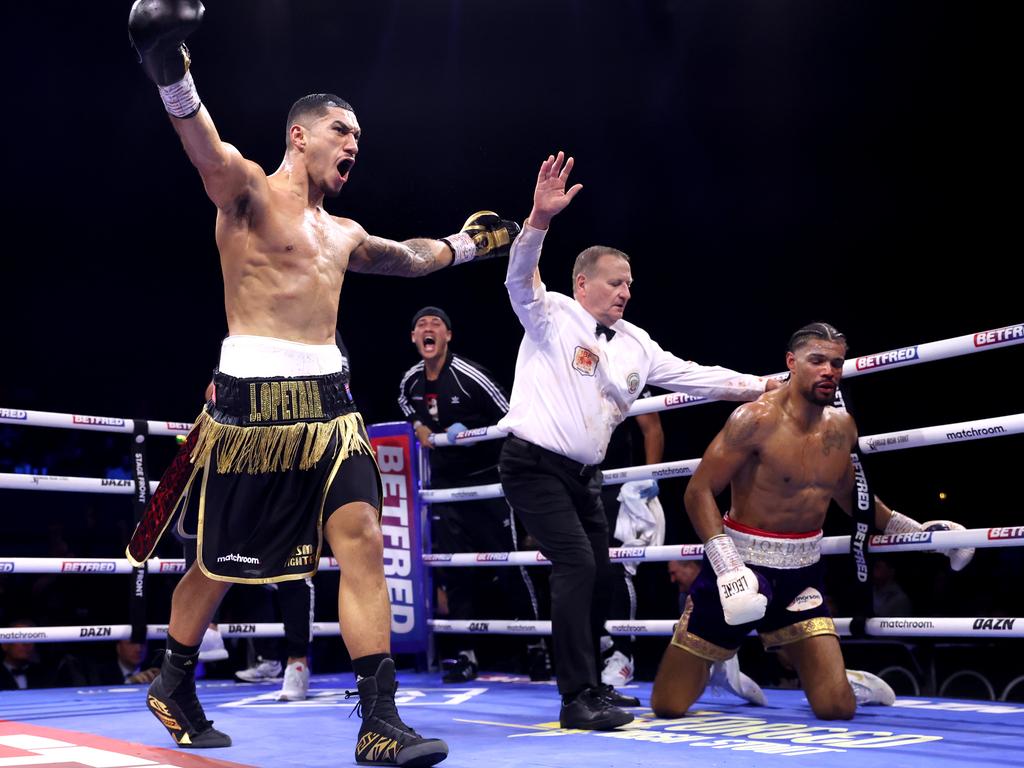 Opetaia obliterated Jordan Thompson in his comeback from his broken jaw in September. Picture: Bradley Collyer/PA Images via Getty Images)