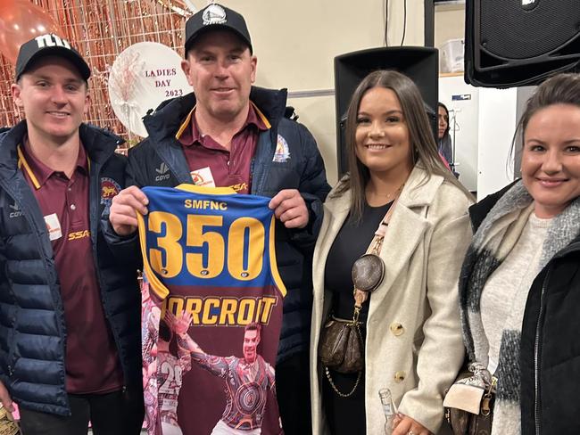 Gary Moorcroft celebrates his 350th local footy match. Picture: South Morang Facebook