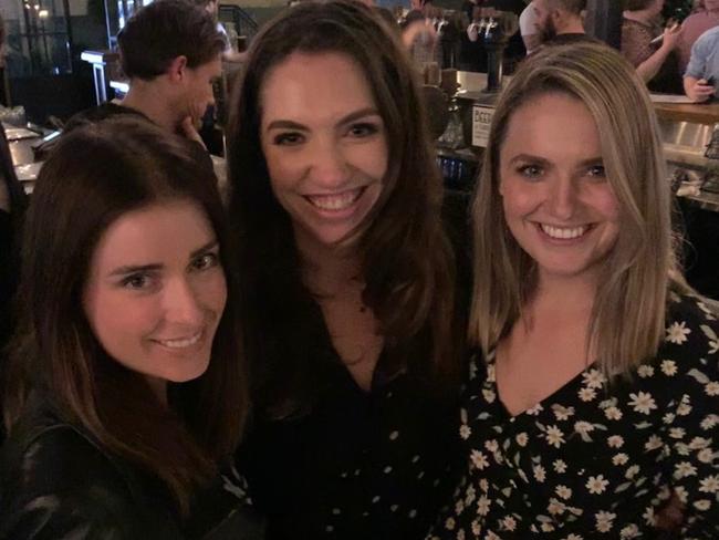 Nicole Gleeson, Lucinda Browne and Claire Herms out for drinks in Melbourne. Picture: Supplied