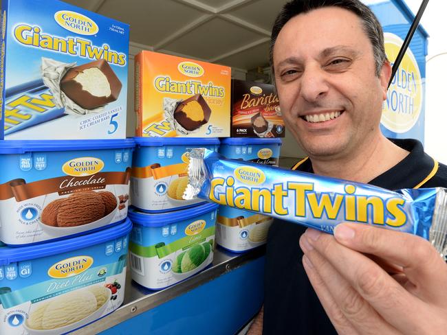 Golden North general manager Peter Adamo the Caven office with some ice cream.