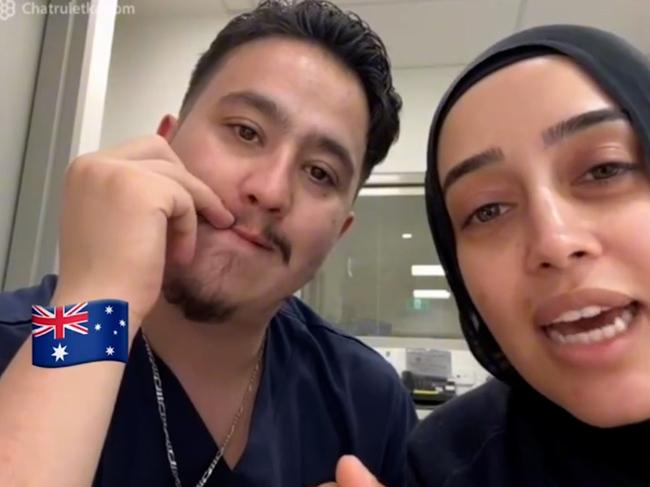 Ahmad Rashad Nadir and Sarah Abu Lebdeh in the viral video.