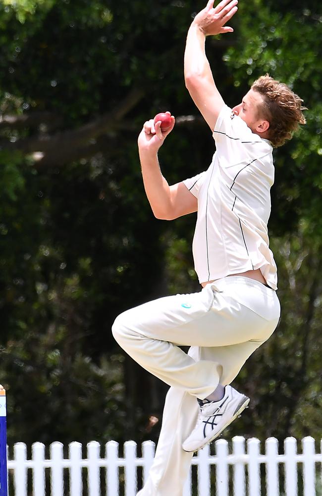 North bowler Connor Sully Cricket action between Norths V Sunny Coast Saturday December 17, 2022. Picture: John Gass