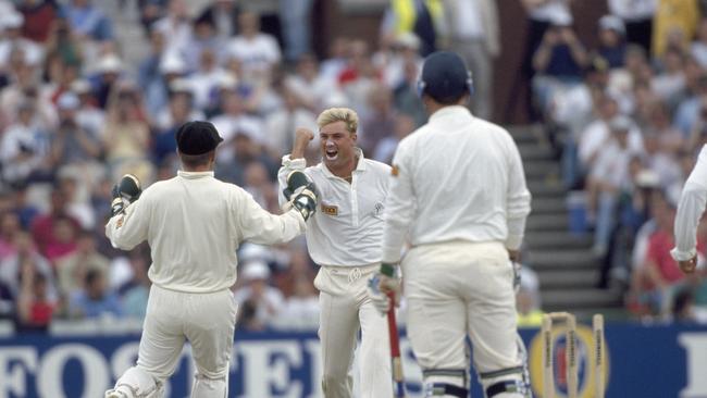 Shane Warne celebrates after his Ball of the Century. Picture: Getty Images