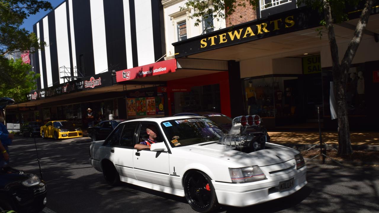 Cars on display in the Rockynats in the CBD on Sunday, April 17.