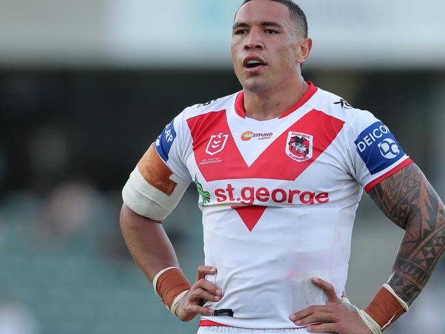 WOLLONGONG, AUSTRALIA - SEPTEMBER 12:  Tyson Frizell of the Dragons reacts after losing the round 18 NRL match between the St George Illawarra Dragons and the Canberra Raiders at WIN Stadium on September 12, 2020 in Wollongong, Australia. (Photo by Matt King/Getty Images)