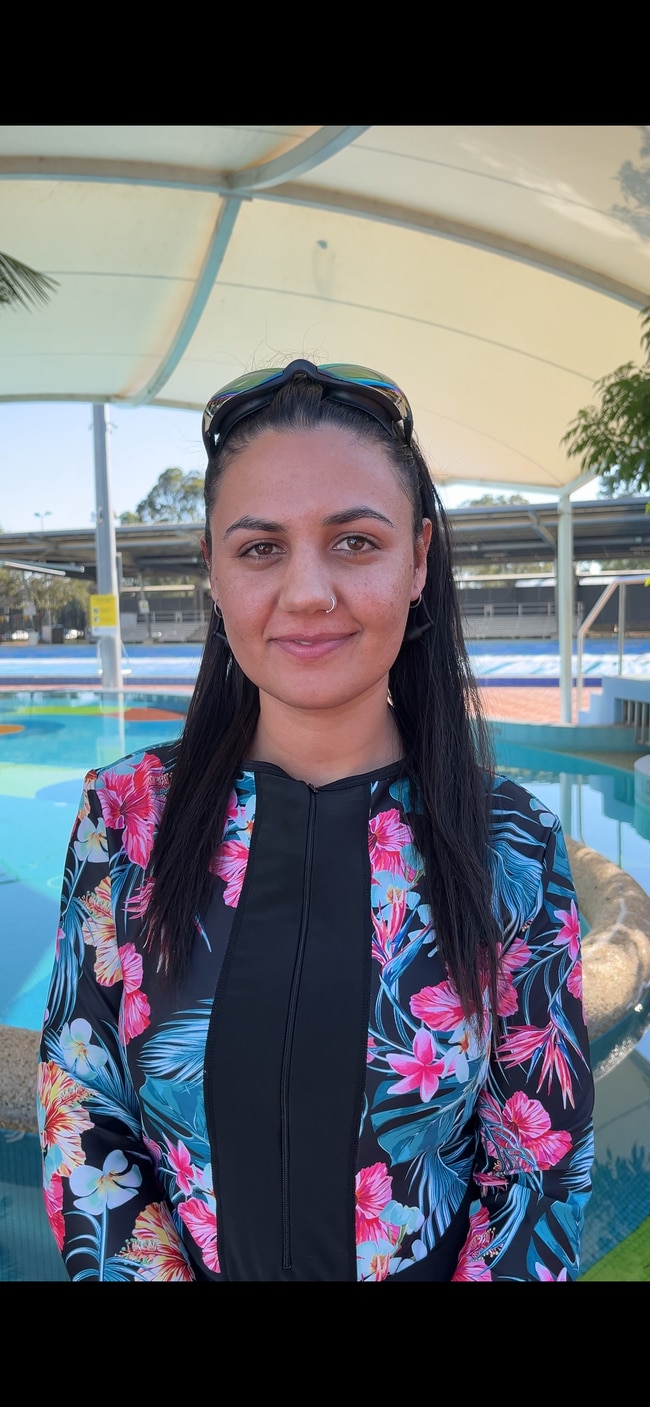 Mursal Aziz, 28, is a graphics and animation designer is a participant and volunteer co-ordinator for the swimming program. She arrived in Australia less than a year ago from Afghanistan. Picture: Inasha Iftekhar