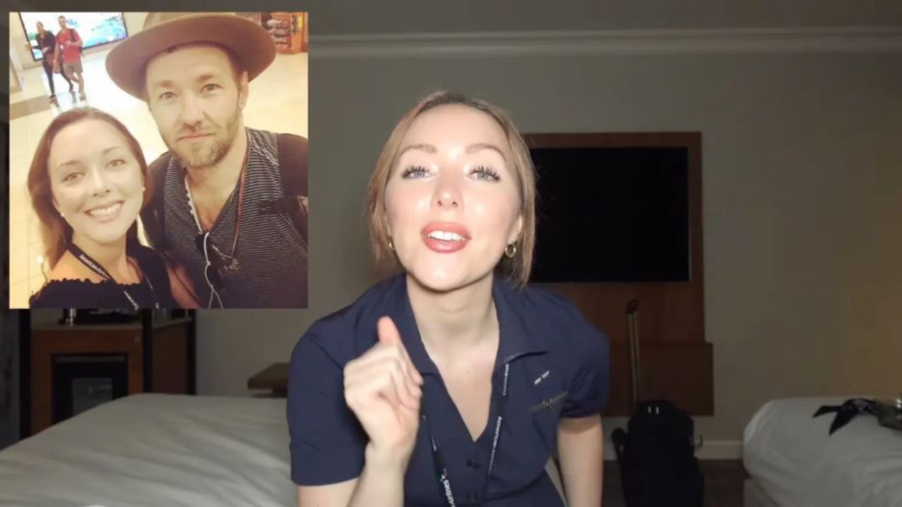 Kelly said she ran into Joel Edgerton when ‘flying for fun’ from Atlanta to Dallas. Picture: YouTube/The Hungry Flight Attendant