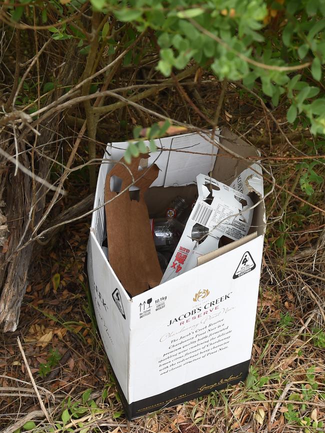 A box of rubbish on the track to The Pillars.