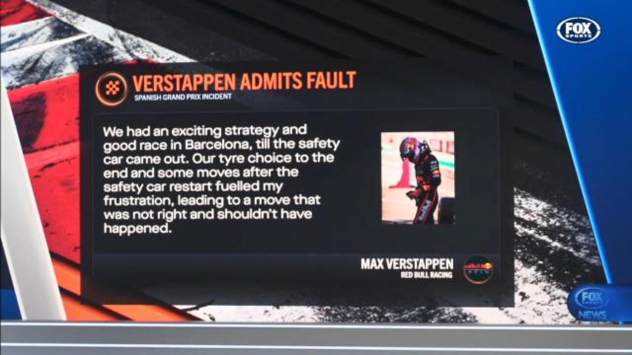Verstappen admits fault for Spain crash