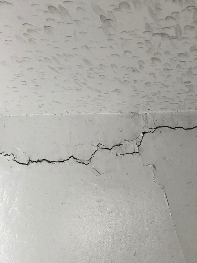 Cracks in the squash courts at the Wran Leisure Centre.