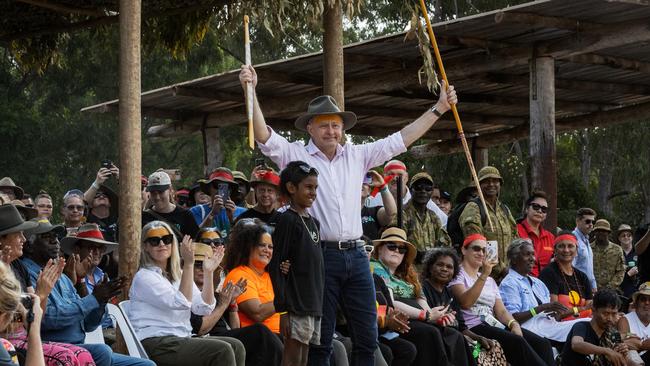 Prime Minister Anthony Albanese at the Garma Festival 2022 at Gulkula in East Arnhem, Australia this month. Picture: Tamati Smith/Getty Images