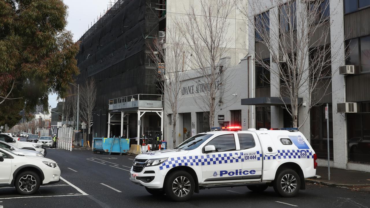 Police attend the scene in West Melbourne.