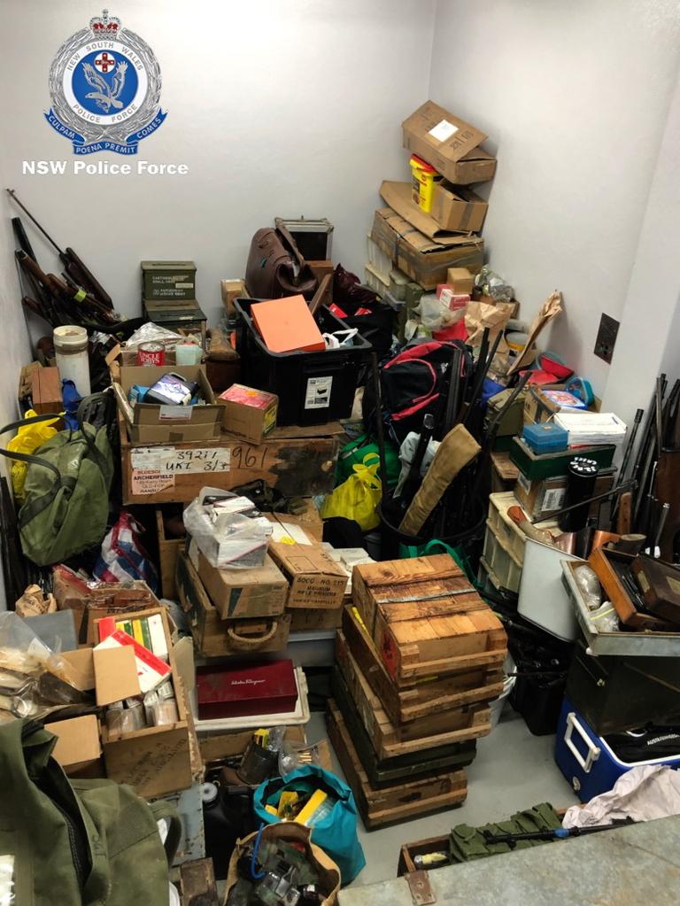 A 45-year-old man was charged after police found more than 1000 unregistered and illegal items in a shipping container at a private home. Picture: NSW Police