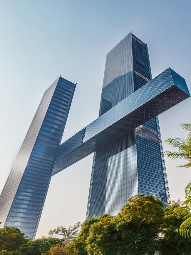 The project’s dual towers are connected by the world’s longest cantilever. Pictures: Supplied.