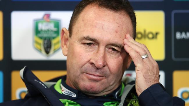 It was one thing after another for Raiders coach Ricky Stuart. Image: AAP Image/Brendon Thorne