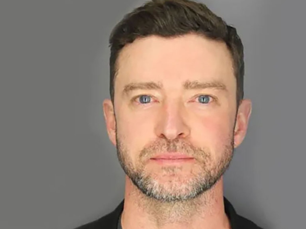 Justin Timberlake’s mug shot after he was arrested for drink-driving in June. Picture: Getty Images