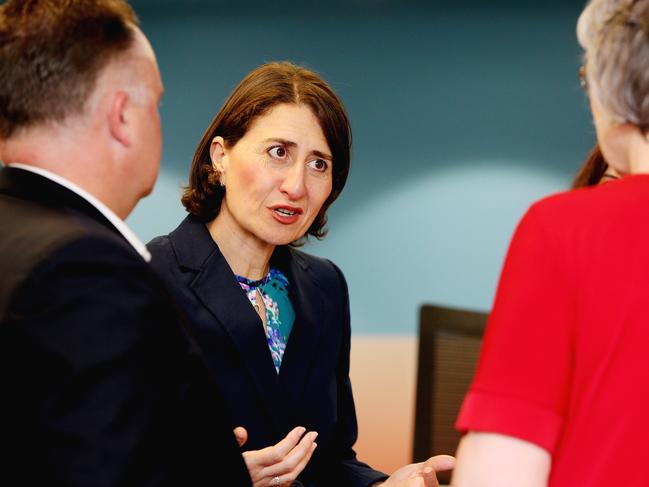 Premier Gladys Berejiklian visited Service NSW in Erina to talk up the Cost of Living Service. Picture: Sue Graham