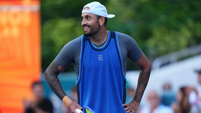 Nick Kyrgios in a winner again. Picture: Rich Storry / Getty Images North America / Getty Images via AFP