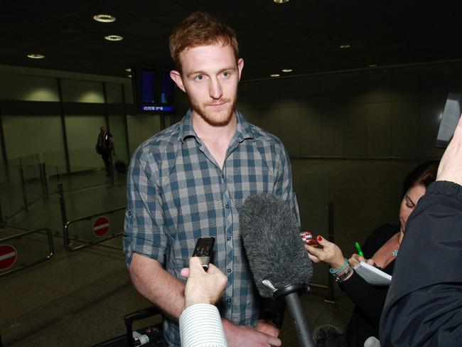 Shane Alexander arriving in Frankfurt from Cairo in 2011. Picture: Britta Campion