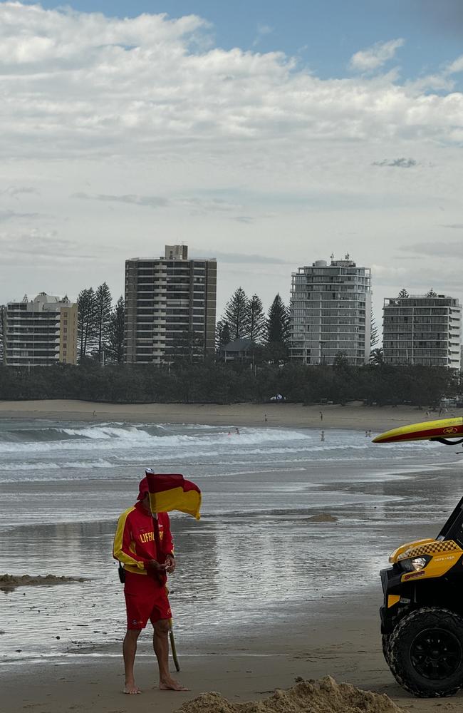 Mooloolaba beach has been closed while a severe storms rolls through. Photo: Mark Furler