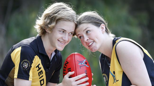 Heidelberg Tigers junior players Jordan 15 and Mackinlie, 15. Picture: David Caird